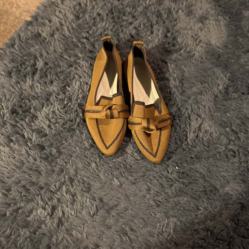 Pointed Knot Bow Top Ballet Flat Casual Loafer Contrast Color Slip-on – ,